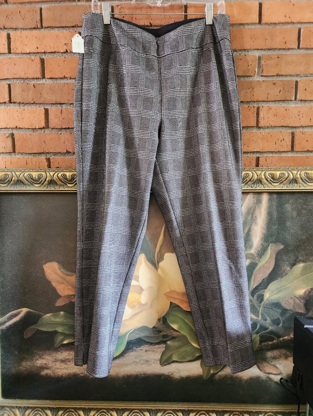 Investments Size 10 Gray Plaid Straight-Leg Pull On Pants